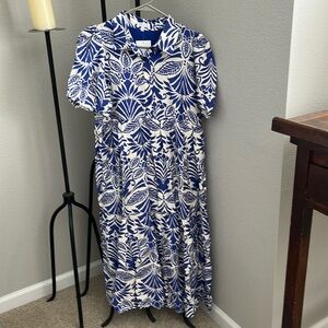 Blue print dress. NWT, sz Med. maxi dress